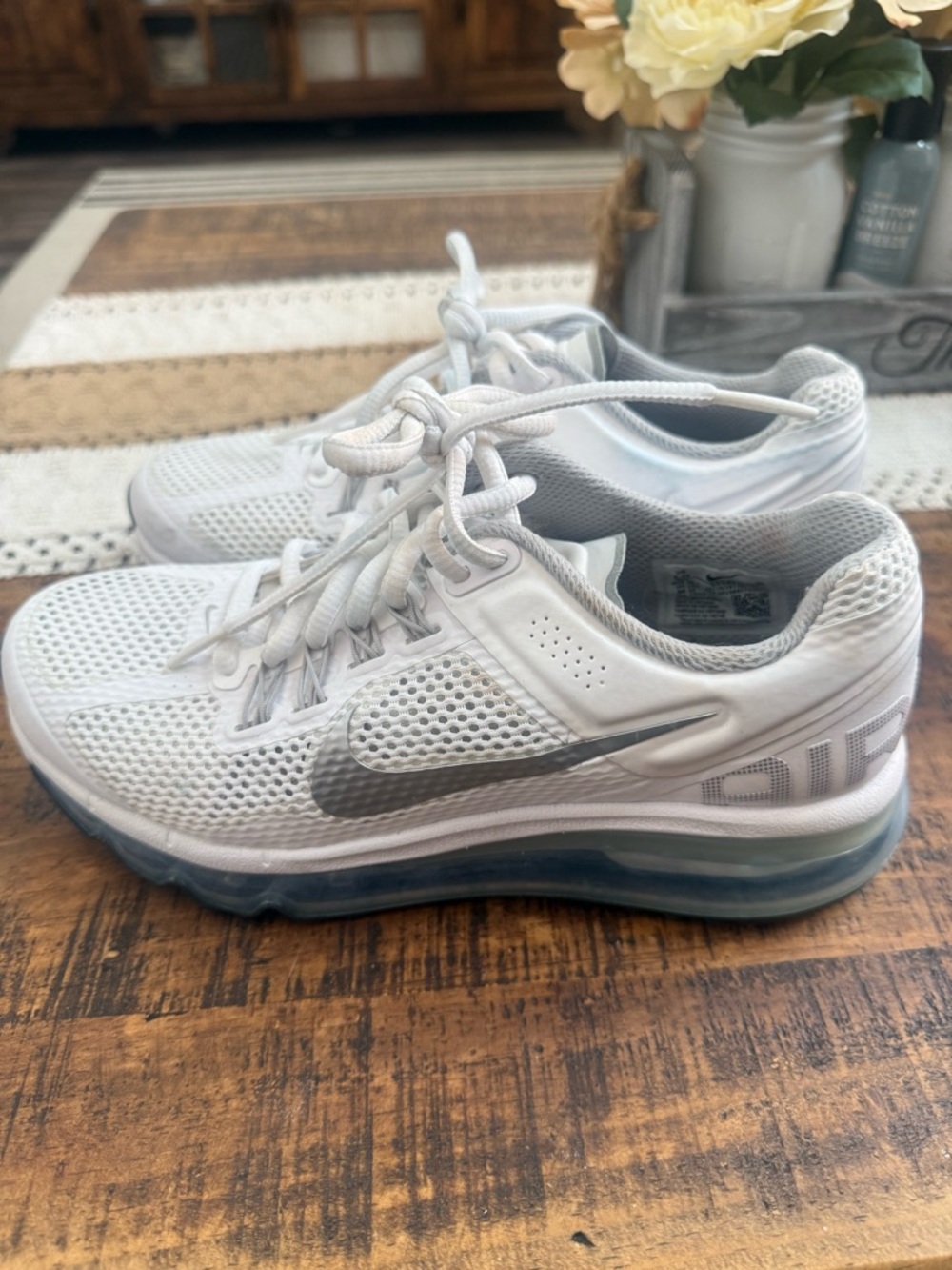 Nike Kids Air Max White Sneakers with Silver Swoosh